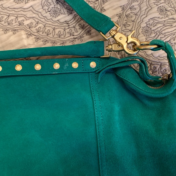 Cynthia Vincent Emerald Green Suede Boho Handbag - Picture 8 of 13